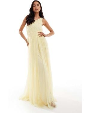 LACE & BEADS Vestito Lungo Da Damigella Monospalla Burro - Metallizzato