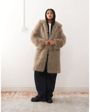 Noisy May Faux Fur Coat - Natural
