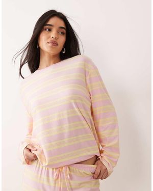 Kaiia Oversized Top Van Superzachte Jersey Met Ronde Hals En Lange Mouwen - Roze