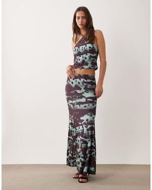 ASOS Co-Ord Slinky Fishtail Maxi Skirt - White