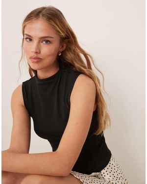 Pimkie Double Lined Slinky High Neck Sleeveless Top - Black