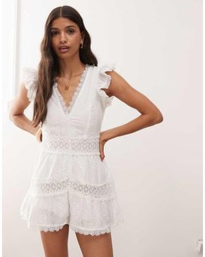 Miss Selfridge Festival Playsuit - White