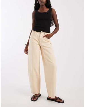 Pieces High Waist Barrel Leg Jeans - Natural