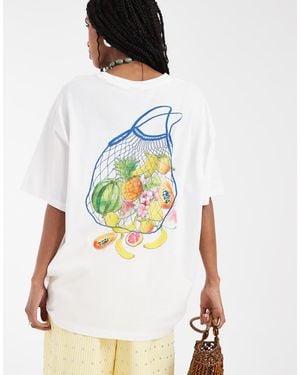 Vero Moda Fruit Market Oversized Graphic T-shirt - White