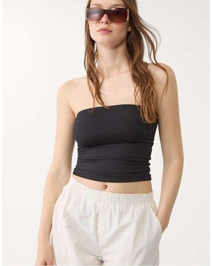 Stradivarius Polyamide Bandeau Top - Black