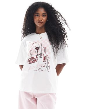 Threadbare – oversize-t-shirt aus webstoff - Weiß