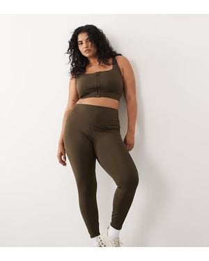 4505 Curve Icon Active Bum Sculpt High Waist Gym Legging With Inner Pocket - Brown