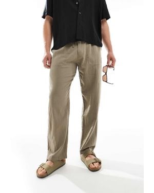 Pull&Bear Linen Blend Pants - Black