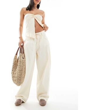 Bershka Balloon Leg Jeans - White