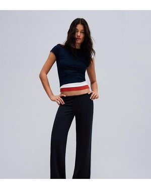 Bershka Petite Contrast Side-Stripe Joggers - Black