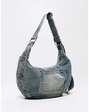 Bershka Denim Shoulder Bag - Grey