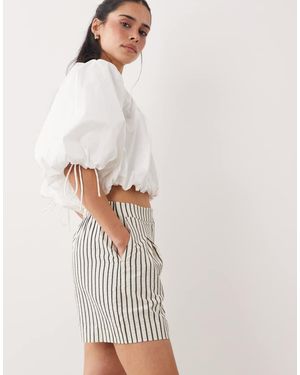 New Look Pantalones Cortos A Rayas Negras-Blanco