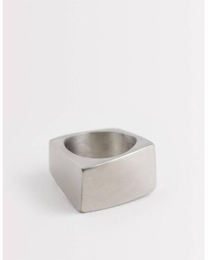 ASOS Vierkante Ring Van Waterbestendig Roestvrij Staal - Wit