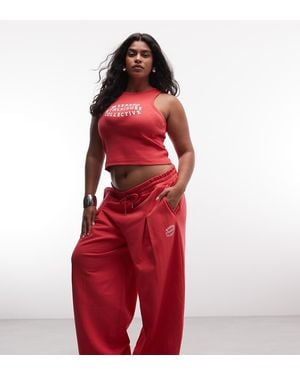 ASOS Weekend Collective Curve Joggers Oversize Con Gamba Bombata E Grafica Corallo - Rosso