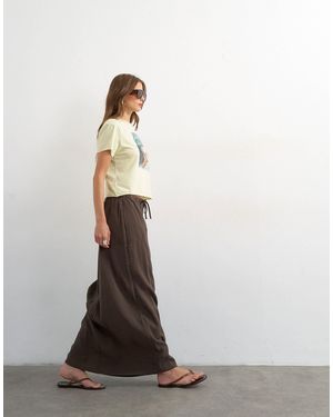 TOPSHOP Tie Waist Slouchy Slim Maxi Skirt - Gray