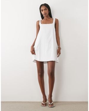Mango Cotton Rich Scoop Neck Mini Dress - White