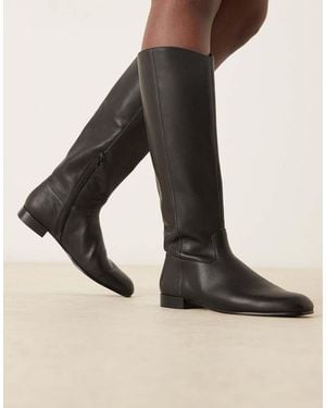 Mango Classic Leather Boot - Black