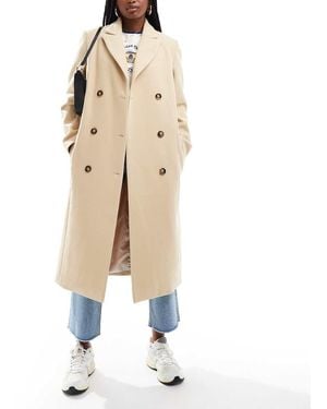 In The Style Formal Wool Look Maxi Coat - Natural