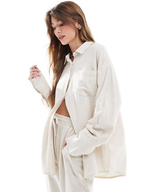 4th & Reckless Linen Blend Oversized Button Through Collared Shirt Co-ord - White