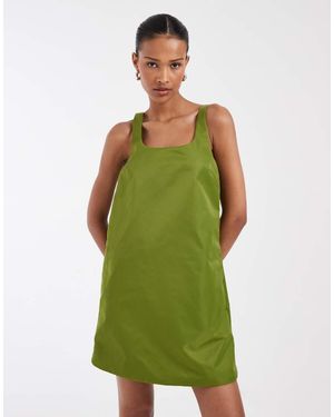 & Other Stories Mini Summer Dress With Bottom Hem Adjustable Drawstring - Green