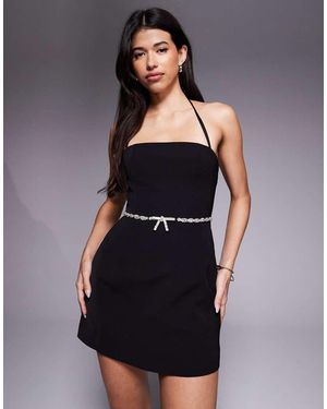 Forever New Diamante Bow Structured Mini Dress - Blue
