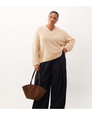 ASOS Asos Design Curve V Neck Relaxed Jumper - Natural