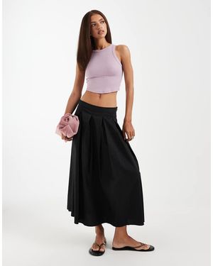 Vero Moda Geplooide Midirok Van Katoenen Popeline - Wit