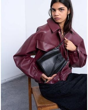 TOPSHOP Colette Real Suede And Leather Panel Bucket Bag - Purple