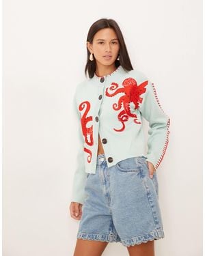 Never Fully Dressed Octopus Embroidered Cardigan - White