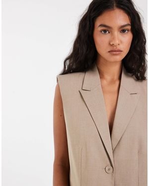 Pieces Tailored Longline Waistcoat Co-ord - Natural