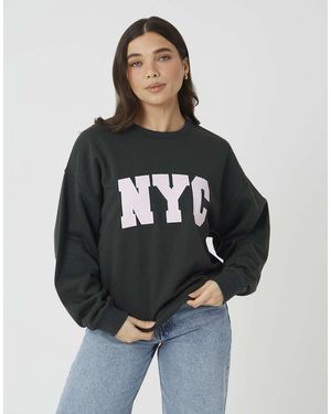Brave Soul Slogan Crew Neck Sweatshirt - Green