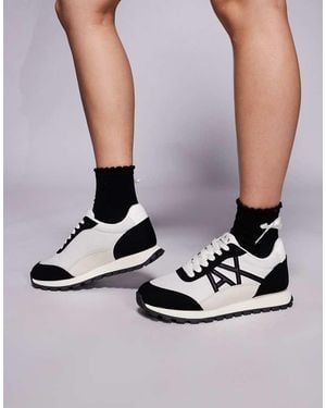 ARMANI EXCHANGE Suede Mix Logo Trainers - Metallic
