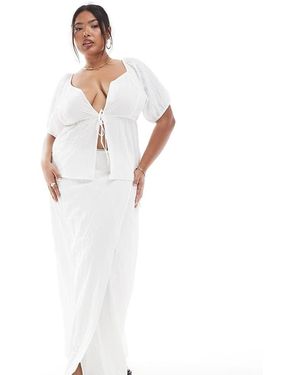Esmee Curve Exclusive Tie Side Wrap Maxi Beach Skirt - White