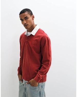 Abercrombie & Fitch Polo Rugby Con Colletto A Contrasto - Rosso