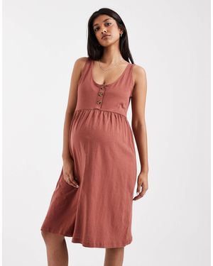 Mama.licious Mamalicious Maternity 2 Function Nursing Button Through Mini Sundress - Red