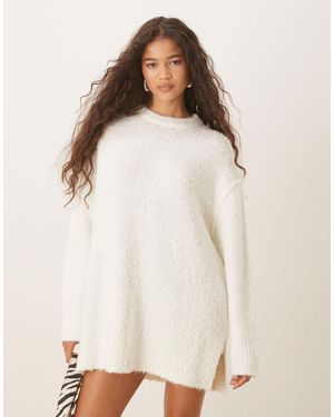 Glamorous Fluffy Sweater Mini Dress - White