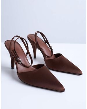 TOPSHOP Demi Cone Heel Pumps With Tie - Brown