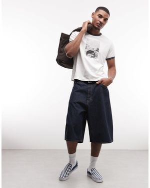 Weekday baggy Long Denim Shorts - Blue