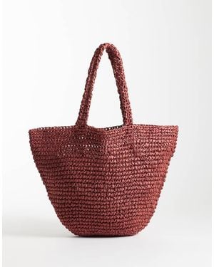Mango Teen Raffia Tote Bag - Red