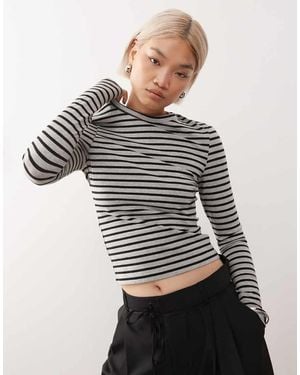 Collusion Long Sleeve Fitted T-shirt - Grey