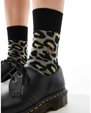 Fred Perry Calzini Con Stampa Leopardata - Nero
