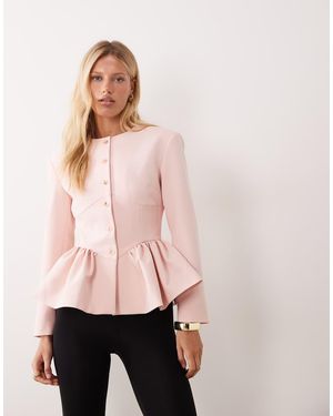Miss Selfridge Corset Peplum Blazer - Pink