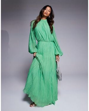 ASOS – hochgeschlossenes crinkle-maxikleid - Grün