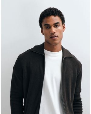 Mango Quarter Zip Polo Cardigan - Black