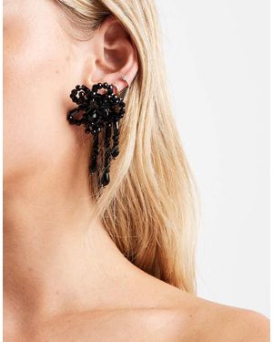Accessorize Orecchini Appariscenti Neri A Forma Di Fiore Con Perline - Neutro