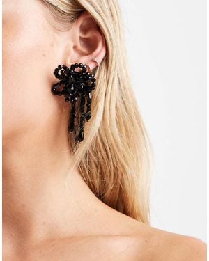 Accessorize Pendientes Negros Llamativos Con Diseño En Forma De Flor De Cuentas De - Neutro