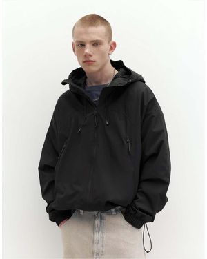Pull&Bear Lightweight Hooded Raincoat - Black