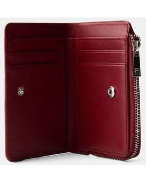 Bershka Embossed Faux-Patent-Finish Animal Print Purse - Red
