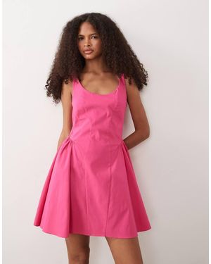 ASOS Bengaline Scoop Neck Structured Flippy Mini Dress - Pink