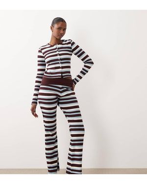The Frolic Exclusive Ribbed Fold Over Flare Trousers - White